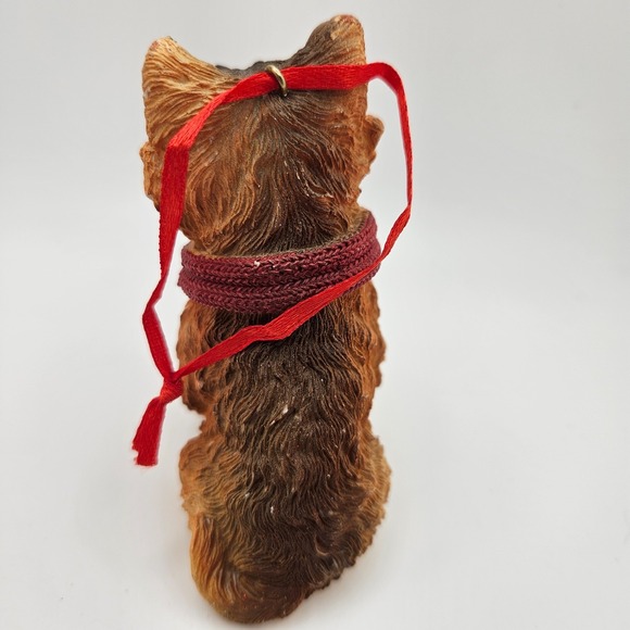 Yorkshire Terrier Dog Christmas Ornament Figurine w/ Scarf Resin Holiday Decor - Picture 4 of 7